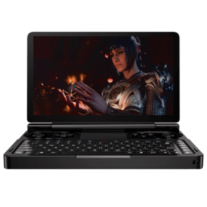 GPD WIN Mini set forfra, i færd med at spille et spil.