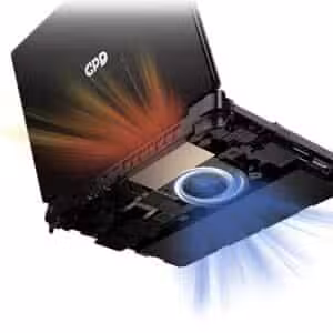 An image of the GPD Win Max 2 (2024) gaming laptop, showcasing its built-in magnetic covers. The close-up view illustrates the sleek design and ease of use, with the magnetic covers seamlessly protecting the device's ports and components when not in use.