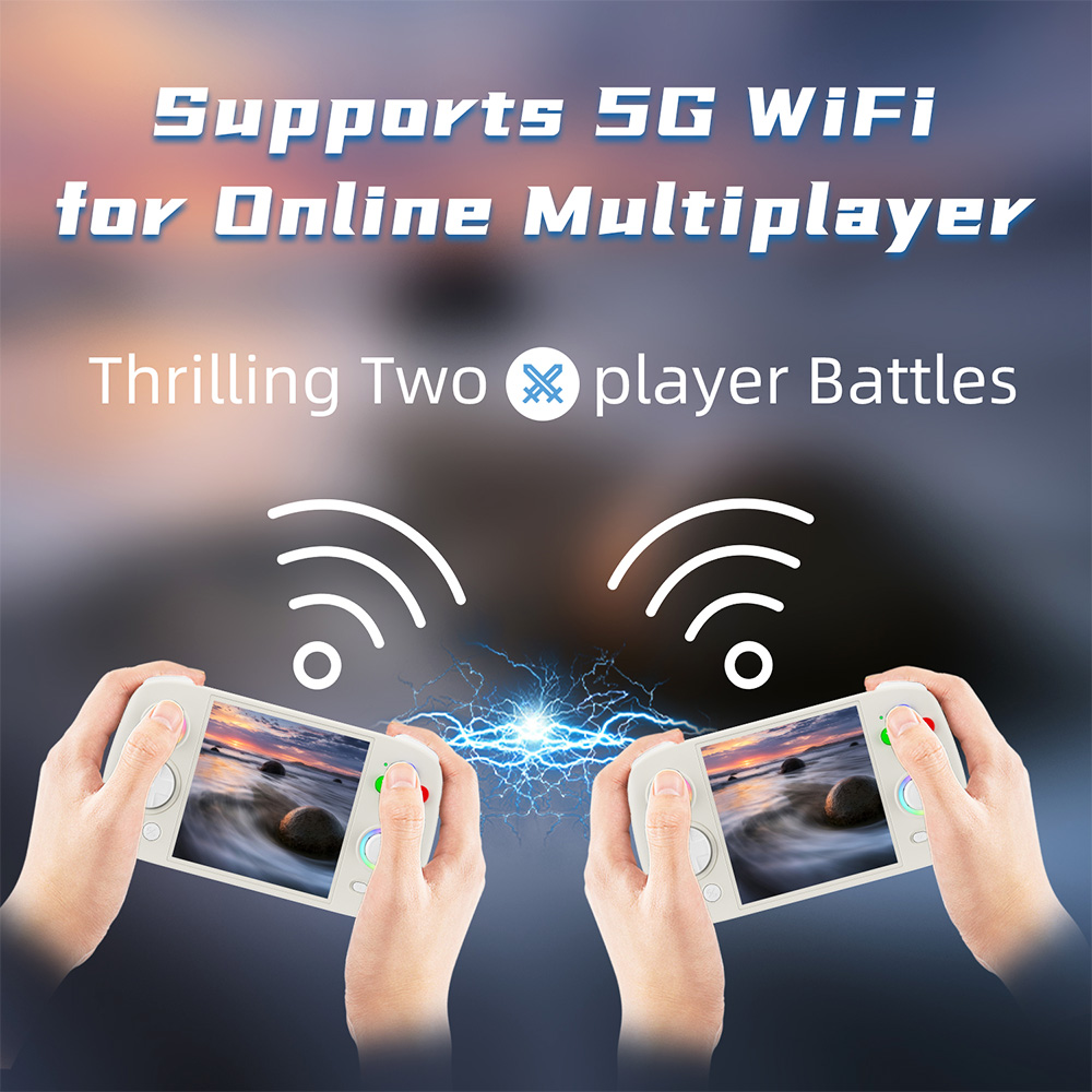ANBERNIC-RG-CUBE-MARKETING-DONE-08 - DROIX EU "Supports 5G WiFi for online multiplayer: Anbernic RG Cube enables fast and reliable connectivity, ideal for seamless online gaming experiences with minimal lag and interruptions