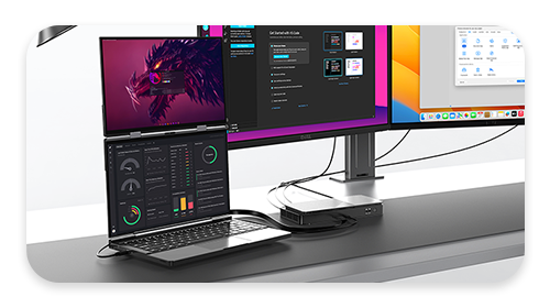 Laptop mit Doppelbildschirm