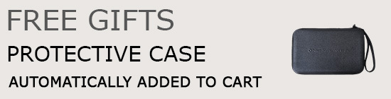x1-free-gifts - DROIX EU "Free Gifts - Protective Case automatically added to cart." The image shows a simple banner with the text promoting a free protective case gift that is automatically included when making a purchase. On the right side, there's an image of the protective case.