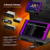 GPD Pocket 4 s modularnim dodacima za profesionalnu upotrebu, uključujući KVM, čitač memorijskih kartica, 4G LTE i RS-232 module. Prikaz zaslona visoke razlučivosti s alatima za kodiranje i upravljanje poslužiteljem koji se koriste.