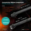 Connectivity features of the ONEXPLAYER F1 Pro with dual USB-C 4.0 ports, USB 3.2 Type-A port, microSD slot, 3.5mm audio jack, Wi-Fi 6, and Bluetooth 5.2 support. Dimensions listed as 10.35 x 3.86 x 0.87 inches and lightweight design at 1.32 lbs (599g).