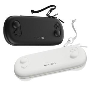 Θήκες AYANEO Pocket EVO σε μαύρη και λευκή έκδοση, με κομψό και εργονομικό σχεδιασμό και αποσπώμενο ιμάντα για εύκολη μεταφορά. Οι θήκες είναι διαμορφωμένες για να προστατεύουν τη συσκευή, με υφή που εξασφαλίζει ανθεκτικότητα και στυλ