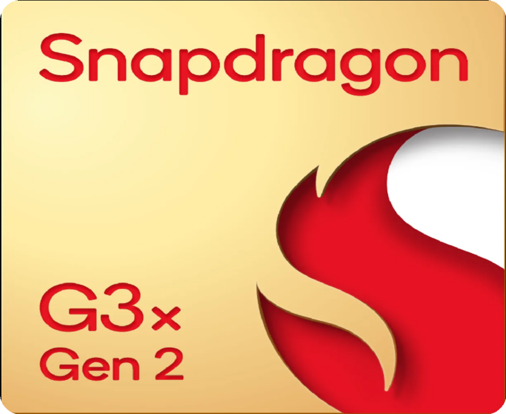 snapdragon_g3x_gen2_rounded-1024x837 - DROIX EU Snapdragon G3x Gen 2 processor badge in a rounded gold square with red flame emblem on the right and bold red text stating ‘Snapdragon G3x Gen 2’ on the left.