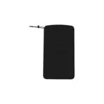 A flat, vertical view of a black fabric storage pouch. It features a subtle embossed AYN logo in the center and a black drawstring closure with a plastic toggle at the top left.