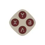 Een enkele spelmodule in retrostijl met een lichtbeige frame en vier ronde, donkerbordeauxrode actieknoppen in een ruitvorm met grijze letters Y, X, B en A.
